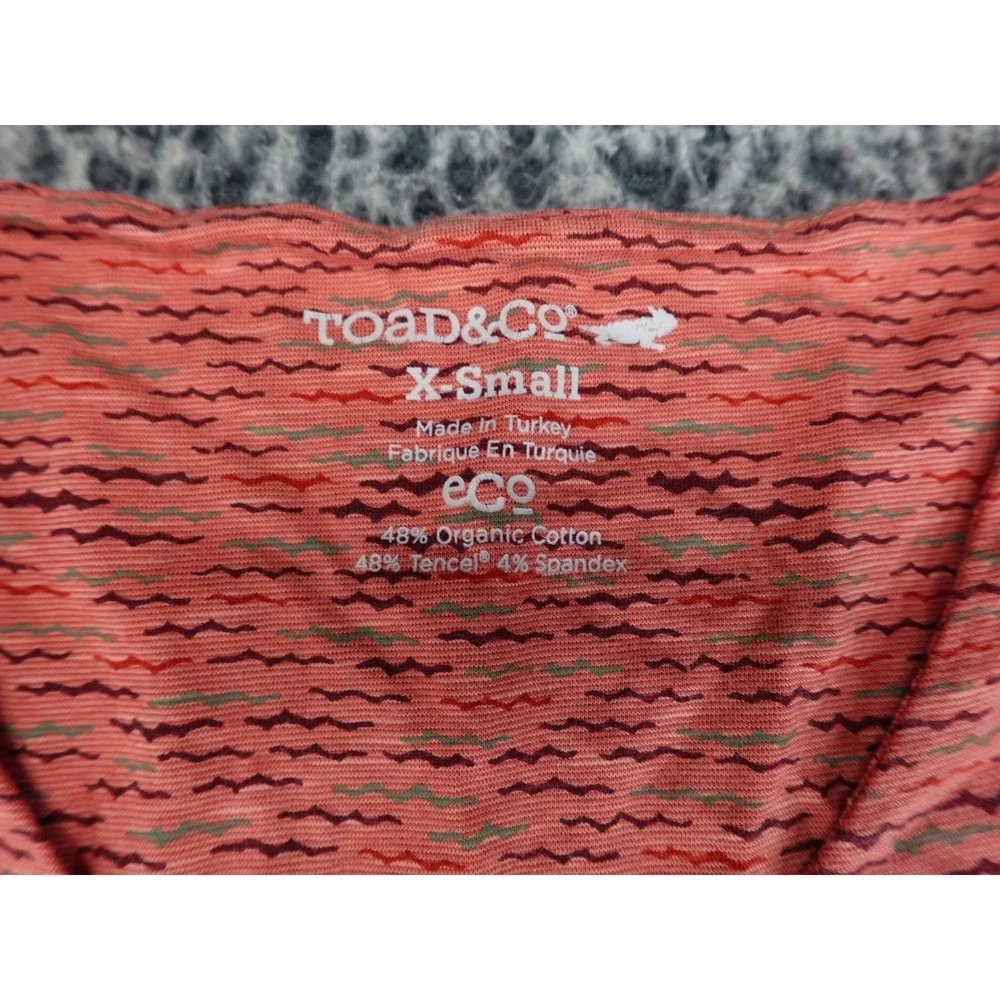 Toad&Co Rosemarie Dress Womens XS Coral Red Excellent Eco-Friendly V-Neck Stripe